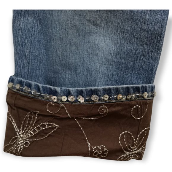 Angels Stretchy Women Sequins Fold Hem Jeans 14 - Picture 8 of 10